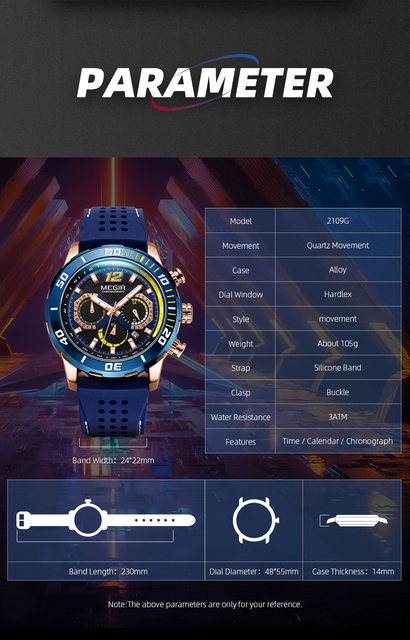 MEGIR 2109 - luksusowy męski zegarek kwarcowy Chronograph z funkcją Luminous marki wojskowe - Wianko - 4