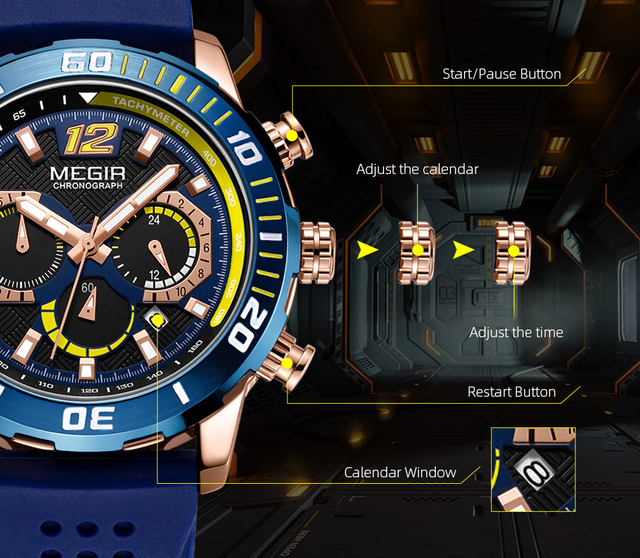 MEGIR 2109 - luksusowy męski zegarek kwarcowy Chronograph z funkcją Luminous marki wojskowe - Wianko - 7