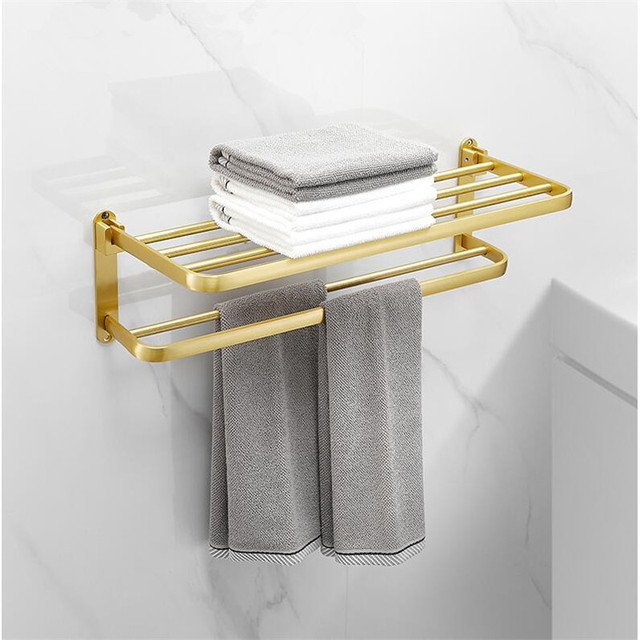 Zestaw akcesoriów łazienkowych: szczotkowane złoto, półka narożna, wieszak na ręczniki, uchwyt na papier, szczotka do wc - Wianko - 10