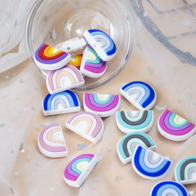 10 sztuk/partia Mini Rainbow - silikonowe koraliki w kształcie biżuterii DIY do tworzenia zabawek dla dzieci - Wianko - 2