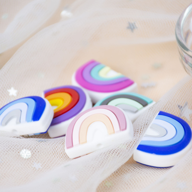 10 sztuk/partia Mini Rainbow - silikonowe koraliki w kształcie biżuterii DIY do tworzenia zabawek dla dzieci - Wianko - 1