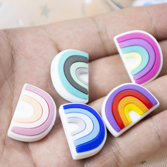 10 sztuk/partia Mini Rainbow - silikonowe koraliki w kształcie biżuterii DIY do tworzenia zabawek dla dzieci - Wianko - 3