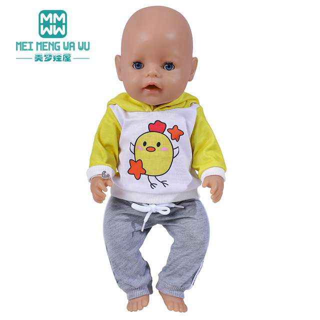 Ubranka dla lalki urodzone dziecko 18 cali 40-43cm - koszulka w paski i różowe spodnie - Wianko - 12