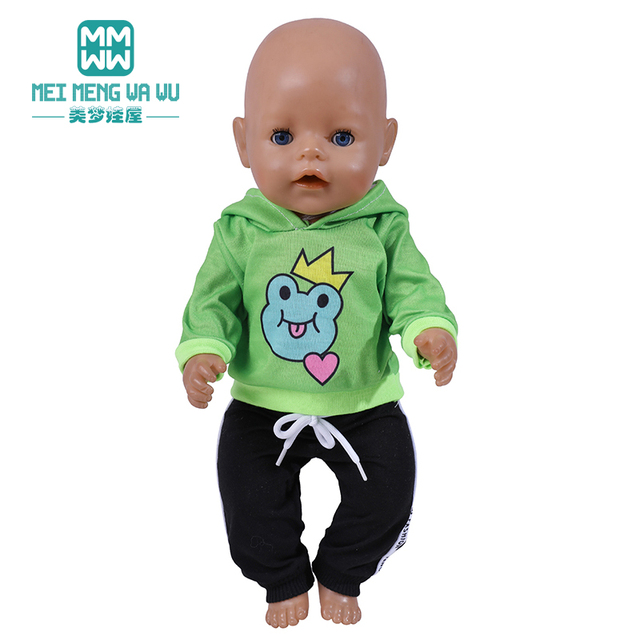 Ubranka dla lalki urodzone dziecko 18 cali 40-43cm - koszulka w paski i różowe spodnie - Wianko - 14
