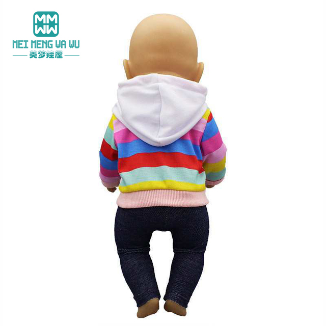 Ubranka dla lalki urodzone dziecko 18 cali 40-43cm - koszulka w paski i różowe spodnie - Wianko - 23