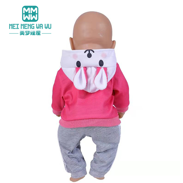 Ubranka dla lalki urodzone dziecko 18 cali 40-43cm - koszulka w paski i różowe spodnie - Wianko - 10