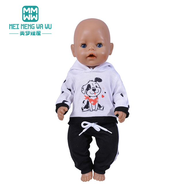 Ubranka dla lalki urodzone dziecko 18 cali 40-43cm - koszulka w paski i różowe spodnie - Wianko - 11