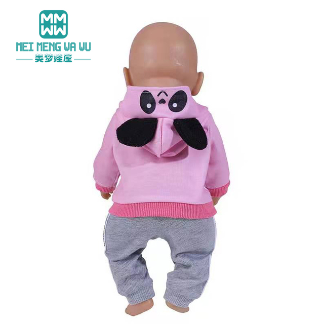 Ubranka dla lalki urodzone dziecko 18 cali 40-43cm - koszulka w paski i różowe spodnie - Wianko - 17