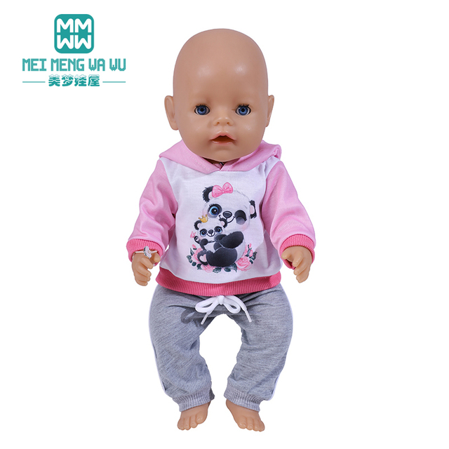 Ubranka dla lalki urodzone dziecko 18 cali 40-43cm - koszulka w paski i różowe spodnie - Wianko - 16