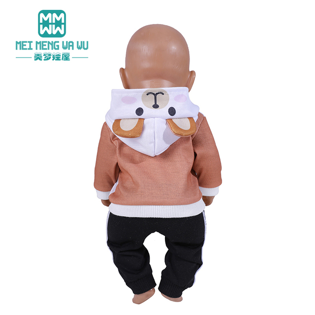 Ubranka dla lalki urodzone dziecko 18 cali 40-43cm - koszulka w paski i różowe spodnie - Wianko - 19