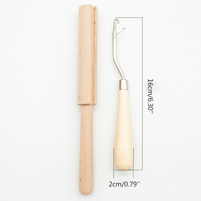 Zestaw 2 drewnianych haków zatrzaskowych do haftowania - wygodne narzędzie do kreatywności DIY przy tworzeniu gobelinów i dywanów - Wianko - 3