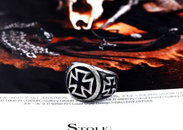 Nowy pierścionek mężczyźni czarny krzyż wysokiej jakości z biżuterii ze stali nierdzewnej 316L - Wianko - 8