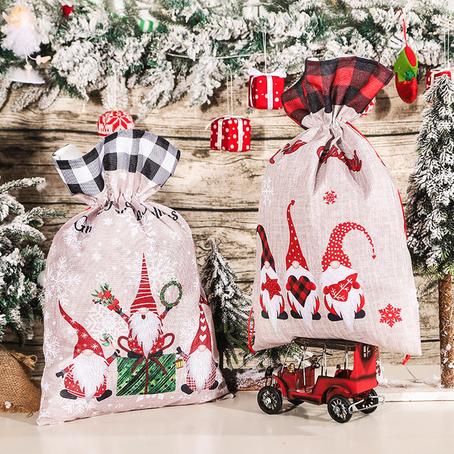 Duże świąteczne torebki z workiem Hessian Santa na prezenty 2022 Xmas z sznurkiem - Wianko - 13