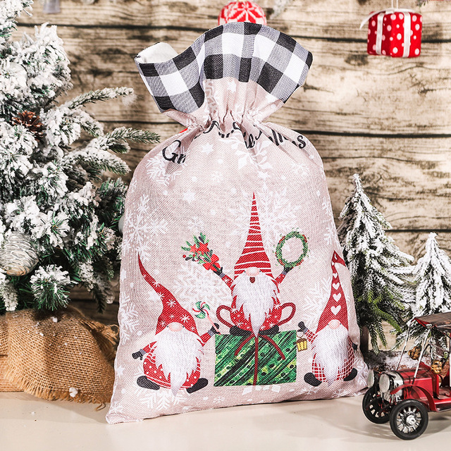 Duże świąteczne torebki z workiem Hessian Santa na prezenty 2022 Xmas z sznurkiem - Wianko - 16