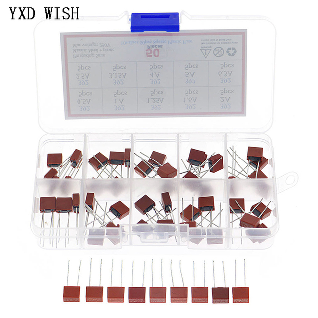 Zestaw 50 sztuk 392 bezpieczników kwadratowych o różnych prądach:  0.5A, 1A, 1.25A, 1.6A, 2A, 2.5A, 3.15A, 4A, 5A, 6.3A - Wianko - 1