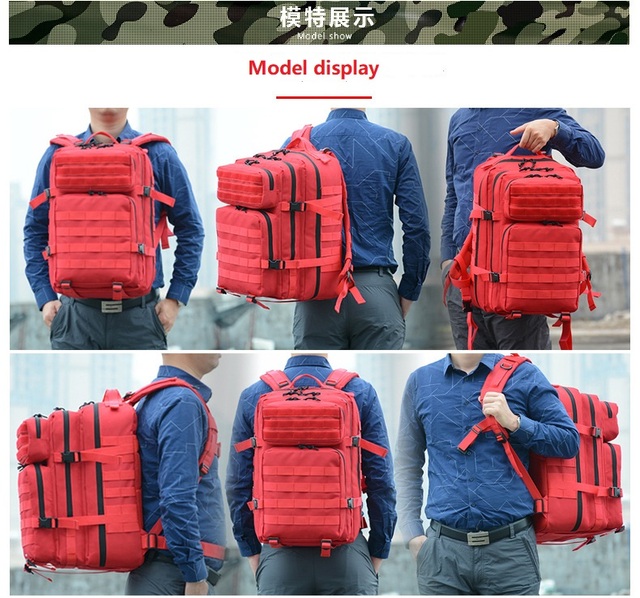 Męski plecak we wzór maskujący, wojskowa torba o pojemności 45L, wodoodporna, idealna do turystyki - Wianko - 3