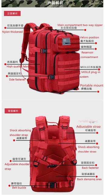 Męski plecak we wzór maskujący, wojskowa torba o pojemności 45L, wodoodporna, idealna do turystyki - Wianko - 2