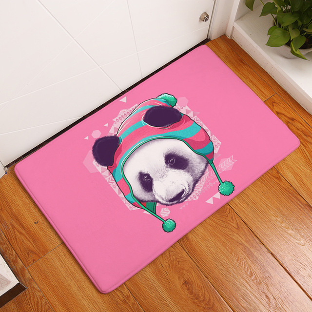 Flagowa flanelowa mata termotransferowa dla zwierząt z motywem pandy - mata wycieraczka do butów, druk cyfrowy, kuchenna mata do stóp, absorpcja wody, antypoślizgowa - Wianko - 4