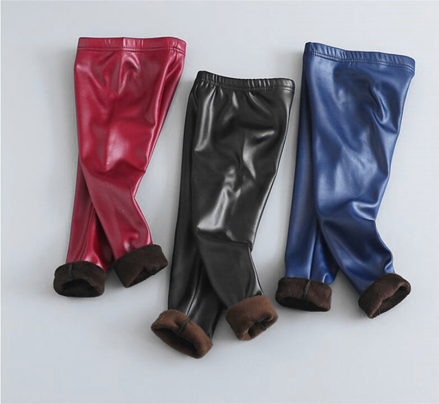 Warme Winterleggings aus Fake-PU-Leder für Mädchen und Jungen - dicke und warme Kinderhosen - Wianko - 8
