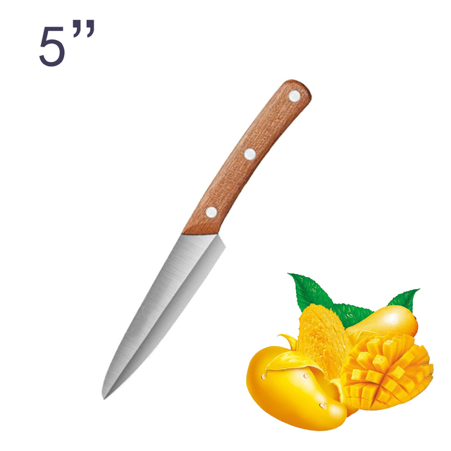 Nóż kuchenny do owoców i mięsa 8 cali ze stali nierdzewnej i drewnianą rękojeścią - Wianko - 4
