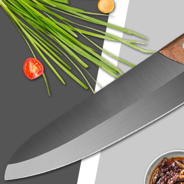 Nóż kuchenny do owoców i mięsa 8 cali ze stali nierdzewnej i drewnianą rękojeścią - Wianko - 9