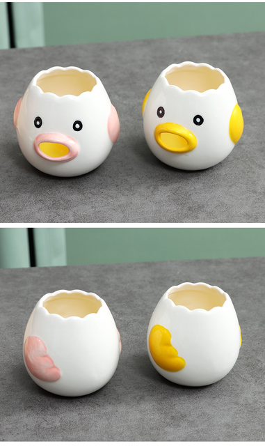 Trzepaczka do jaj ze stalowym ceramicznym jajkiem Separator żółtka, praktyczne narzędzie do otwierania jaj, ładny uchwyt - Wianko - 4