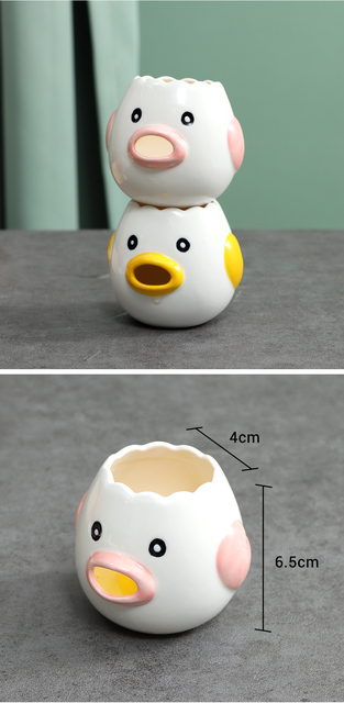 Trzepaczka do jaj ze stalowym ceramicznym jajkiem Separator żółtka, praktyczne narzędzie do otwierania jaj, ładny uchwyt - Wianko - 5