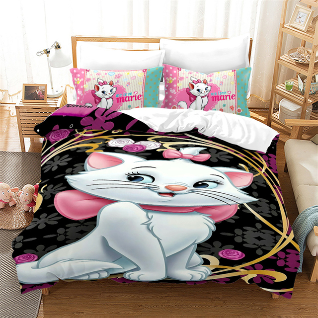 Zestaw pościeli 3D Disney Marie - kot wzór (poszewki na poduszkę, poszewka na kołdrę) różne rozmiary, dekoracja sypialni - Wianko - 8