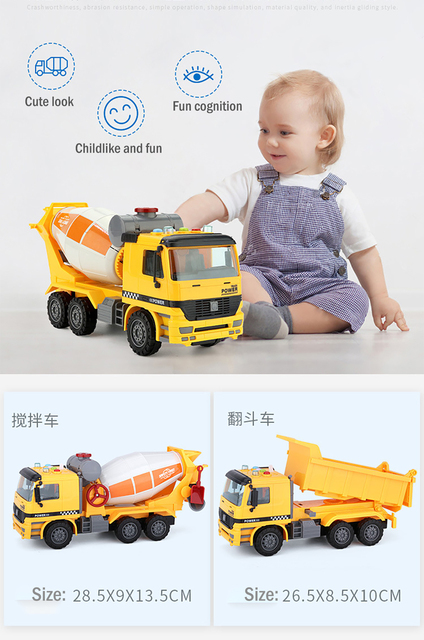 Duża dziecięca symulacja inżynieryjnego urządzenia - zabawka betoniarka z wywrotką - Wianko - 3