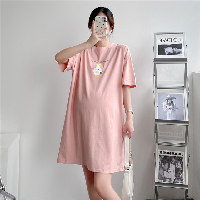 Sukienka bawełniana dla ciężarnych - Kaczątko druk, krótki rękaw, wysoka jakość (9145) - Wianko - 4