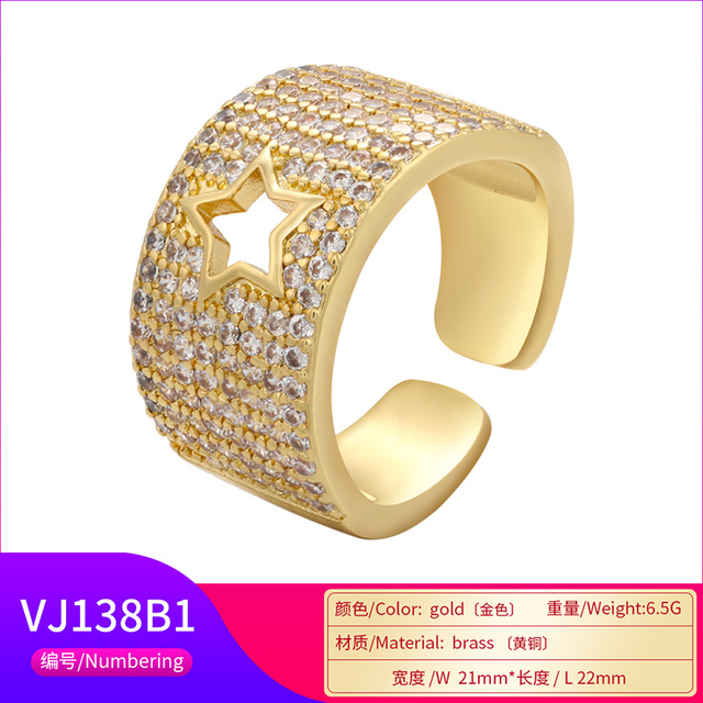 Nowoczesny pierścień otwierający ZHUKOU w stylu gotyckim z kryształami CZ i wygrawerowanym sercem - biżuteria dla kobiet VJ138 - Wianko - 7