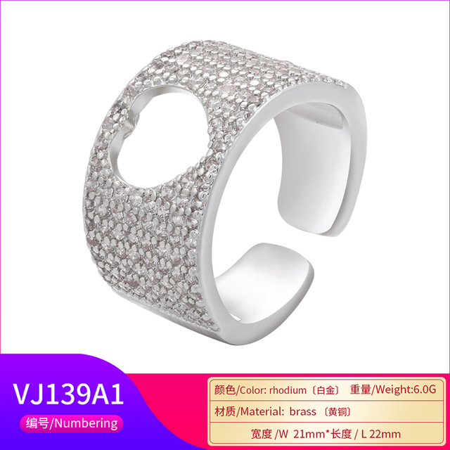 Nowoczesny pierścień otwierający ZHUKOU w stylu gotyckim z kryształami CZ i wygrawerowanym sercem - biżuteria dla kobiet VJ138 - Wianko - 8