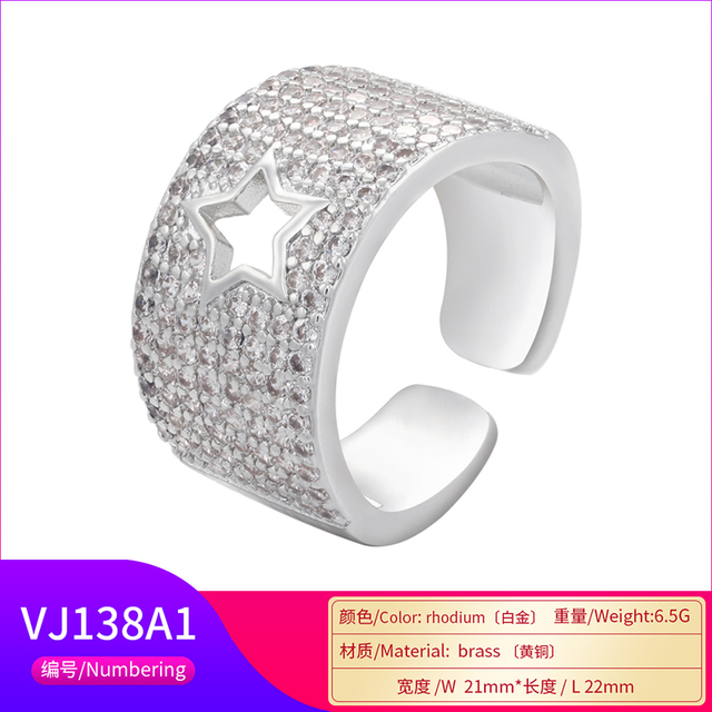Nowoczesny pierścień otwierający ZHUKOU w stylu gotyckim z kryształami CZ i wygrawerowanym sercem - biżuteria dla kobiet VJ138 - Wianko - 6