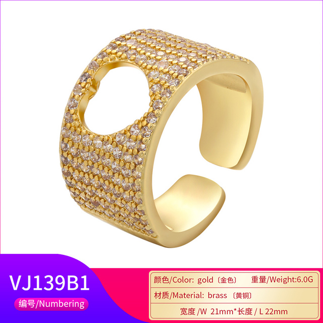 Nowoczesny pierścień otwierający ZHUKOU w stylu gotyckim z kryształami CZ i wygrawerowanym sercem - biżuteria dla kobiet VJ138 - Wianko - 9