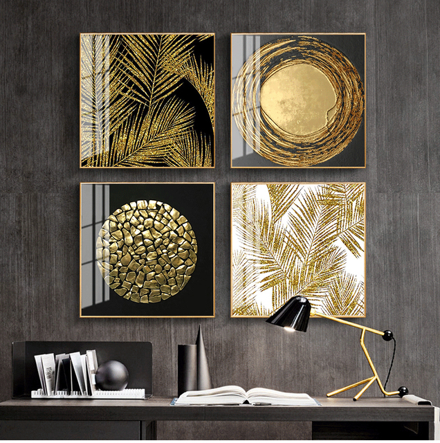 Obraz minimalistyczny abstrakcyjne złoto luksusowe Canvas artystyczny - dekoracja wnętrza, ścienne plakaty do salonu domowego - Wianko - 1
