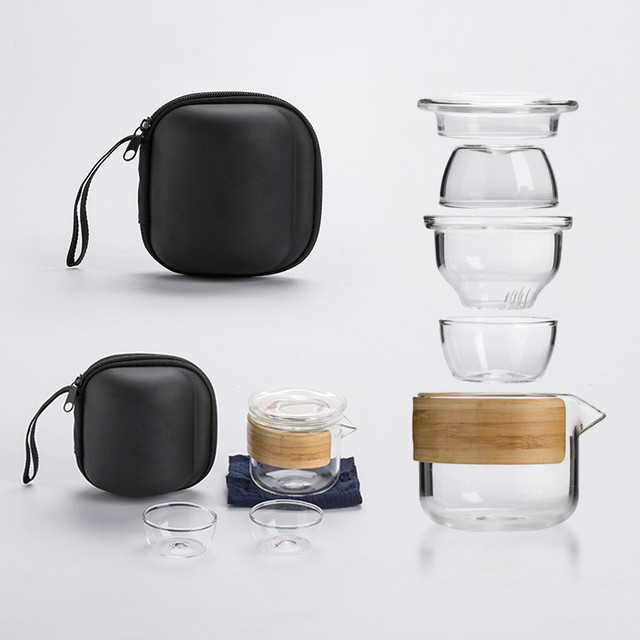 Czarny ceramiczny zestaw do herbaty z czajnikiem i 2 filiżankami - przenośne naczynia do picia chińskiej herbaty Kung Fu z torbą dla podróżujących - Wianko - 16