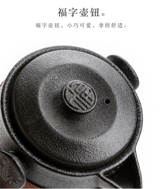 Czarny ceramiczny zestaw do herbaty z czajnikiem i 2 filiżankami - przenośne naczynia do picia chińskiej herbaty Kung Fu z torbą dla podróżujących - Wianko - 10