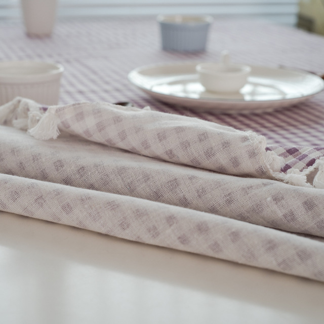 Kraty obrus proste bawełniane i lniane, wysokiej jakości, małe, świeże tassel dekoracyjne, pył pokrywa ręcznik - Wianko - 10