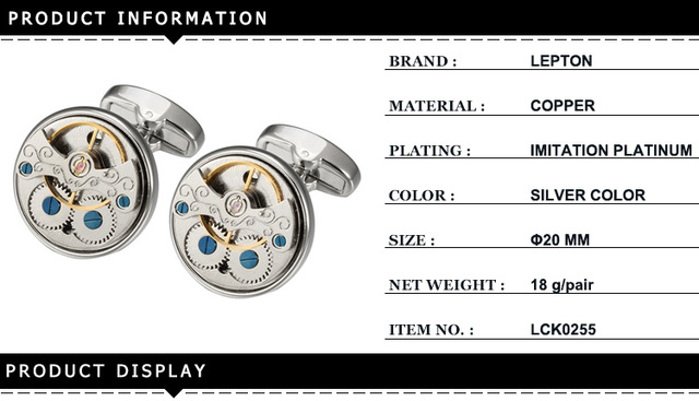 Spinka do mankietów Lepton Tourbillon - wyjątkowy zegarek męski, idealny na ślub, wysoka jakość, styl steampunk, prezent, gemelos - Wianko - 1