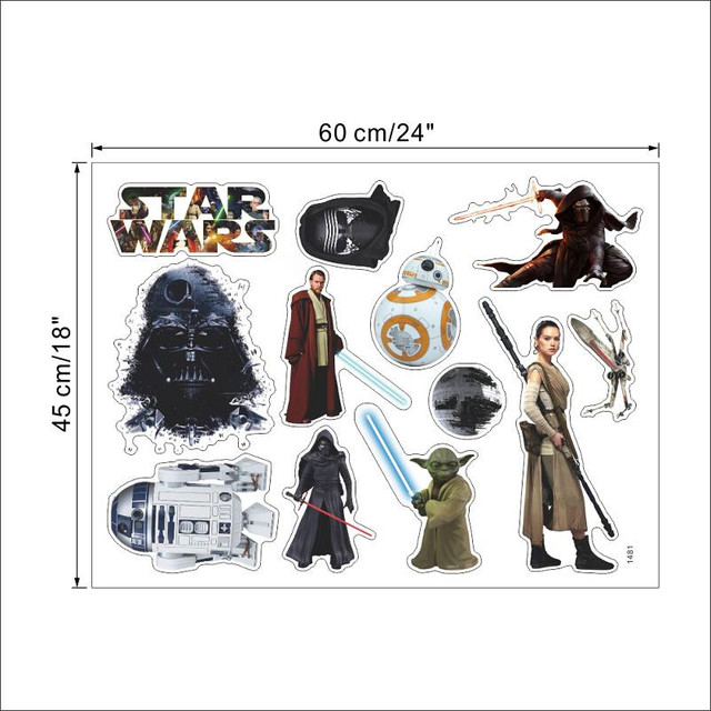 Naklejka ścienno-dekoracyjna Gwiezdne wojny: Przebudzenie Mocy z Darth Vaderem, Yodą i Śmiercią Gwiazdy dla pokoju dziecięcego - Wianko - 6