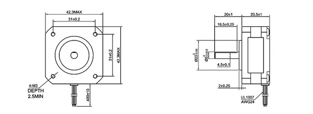 Silnik krokowy Nema 17 17HS08-1004S 20.5mm 1A 16Ncm 42 Nema17 4-ołowy DIY 3D drukarki CNC XYZ - Wianko - 5
