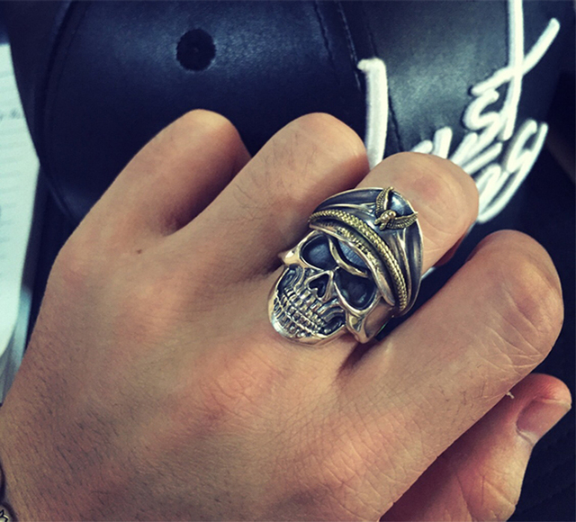 Pierścień motocyklisty z orłem, wykonany z 925 srebra, w stylu punk rock/vintage, dla mężczyzn - Wianko - 32