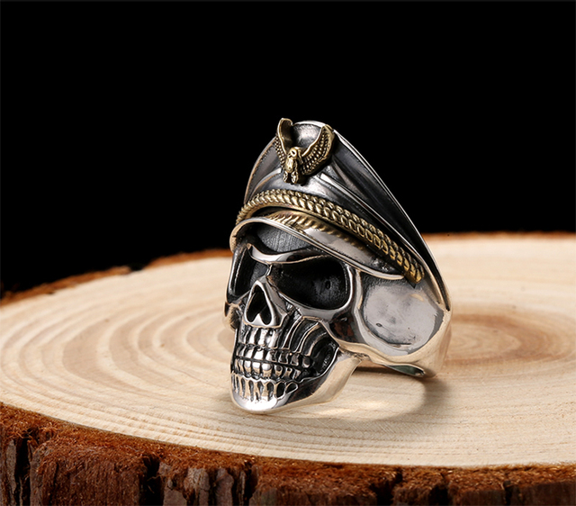 Pierścień motocyklisty z orłem, wykonany z 925 srebra, w stylu punk rock/vintage, dla mężczyzn - Wianko - 30