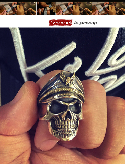 Pierścień motocyklisty z orłem, wykonany z 925 srebra, w stylu punk rock/vintage, dla mężczyzn - Wianko - 26