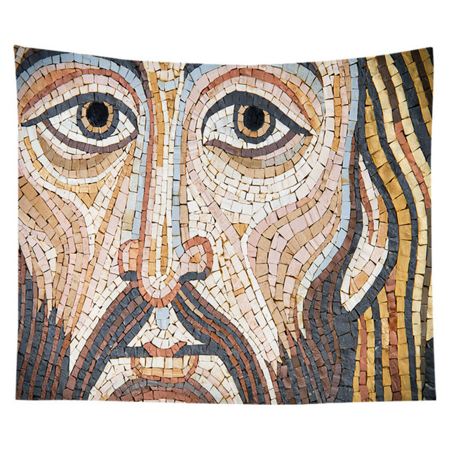 Gobeliny ścienna dekoracyjna w stylu skandynawskim z nadrukiem Jezusa i krzyżem - idealne do salonu, sypialni czy tła ściany - Wianko - 18