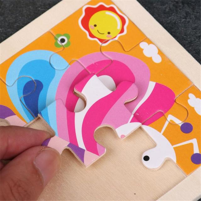 Drewniane Puzzle 3D dla dzieci: 3x3 sztuki, edukacyjne, ruchome zwierzęta - Wianko - 3