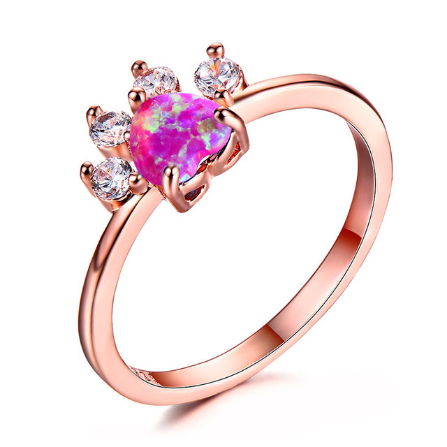 Fioletowy pierścień z ognistym kociakiem dla kobiet - wyjątkowe zaręczynowe serce - Wianko - 3