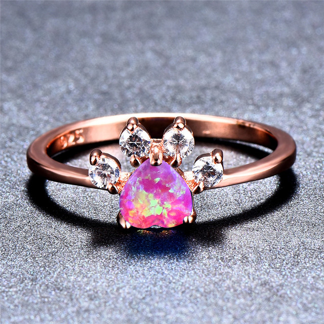 Fioletowy pierścień z ognistym kociakiem dla kobiet - wyjątkowe zaręczynowe serce - Wianko - 6