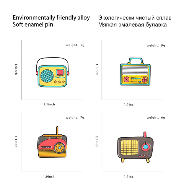 Pin emaliowany na plecak - zestaw 4 sztuki: nastrojowa mikstura, maszyna do pisania, taśma audio, przypinka z klapką, biżuteria prezentowa - Wianko - 11