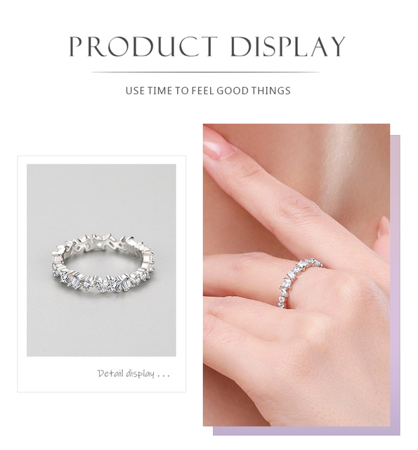 Palec serdeczny dla kobiet: Pierścionek 925 Sterling Silver z nieregularną olśniewającą cyrkoniami geometryczną biżuterią - Wianko - 5